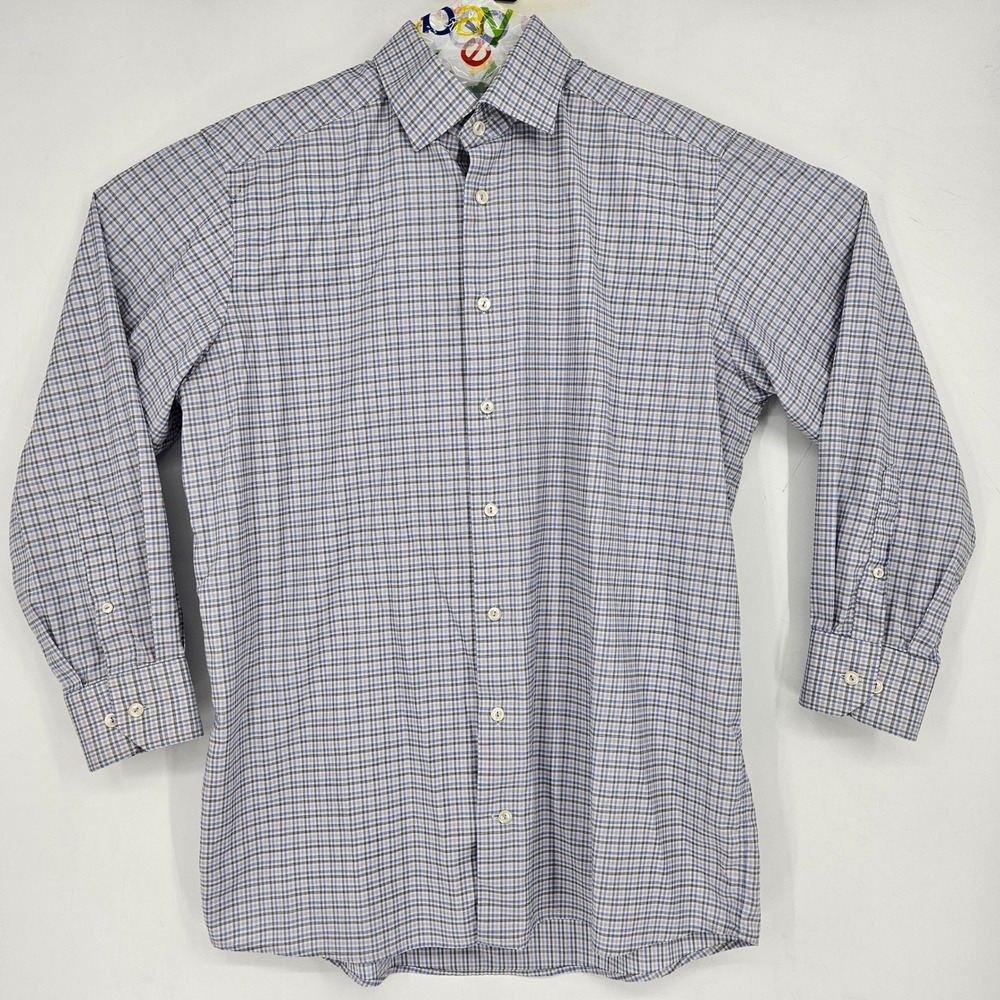 Eton Dress Shirt Mens 16 41 Large Contemporary Plaid Long Sleeve Casual FLAWS
